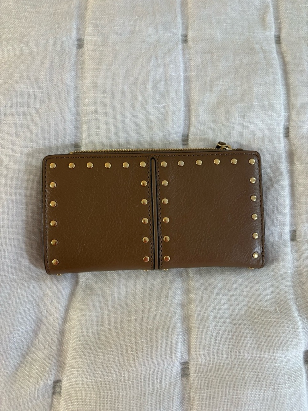 Michael Kors Brown Studded Zip Wallet